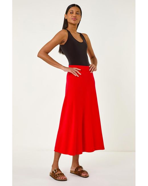 Roman Red A-Line Pull On Stretch Skirt