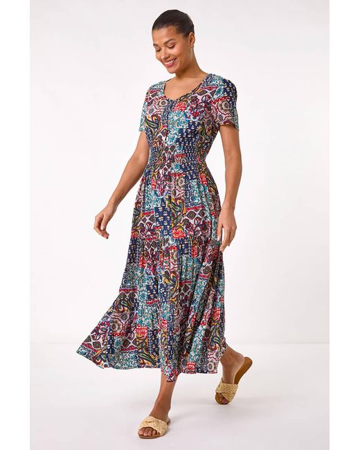 Roman White Multi Print Maxi Dress