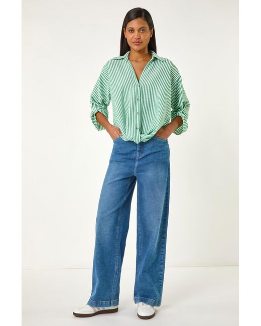 Roman Blue Twisted Hem Striped Shirt