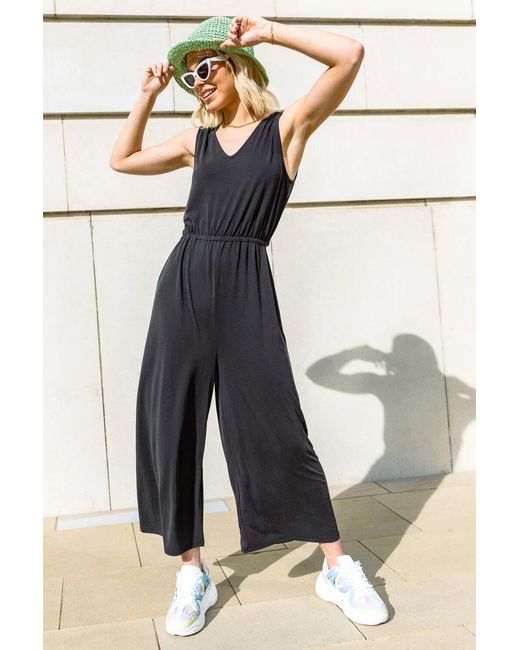 D.u.s.k Black Crossover Detail Jersey Jumpsuit