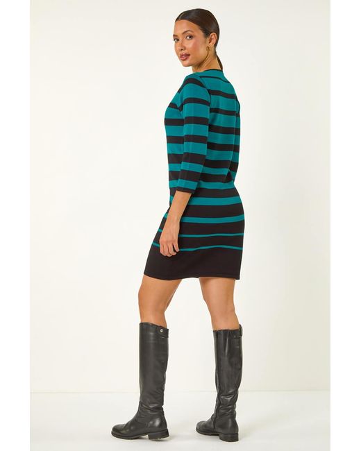 Roman Blue Gradient Stripe Knitted Dress