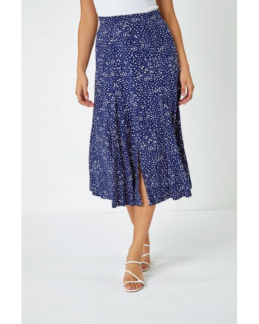 D.u.s.k Blue Confetti Spot Print A Line Midi Skirt