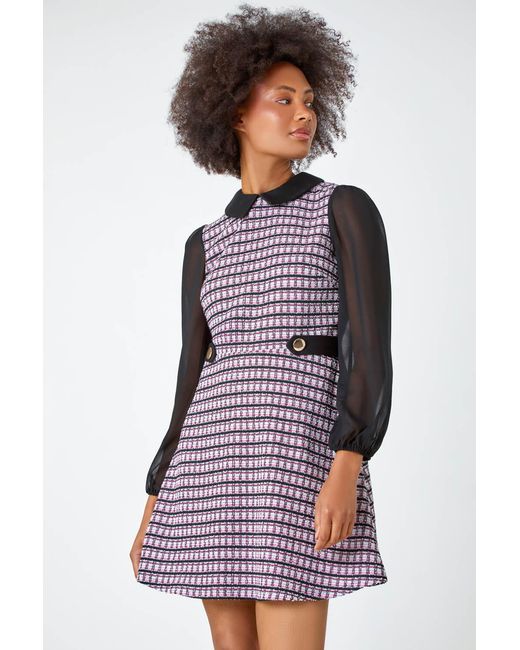 D.u.s.k White Collared Boucle Stretch Dress