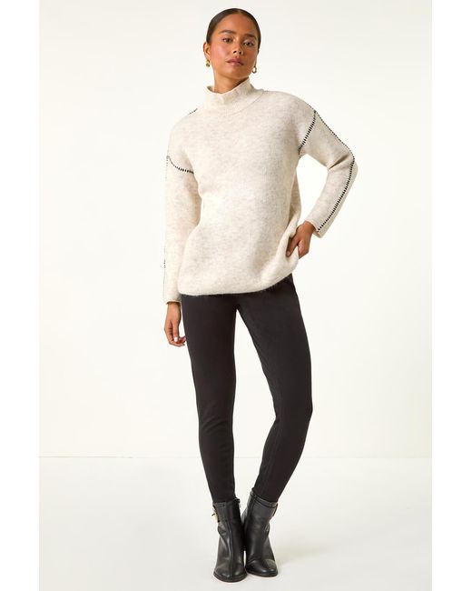 Roman Petite Black Contrast Stitch Knit Jumper
