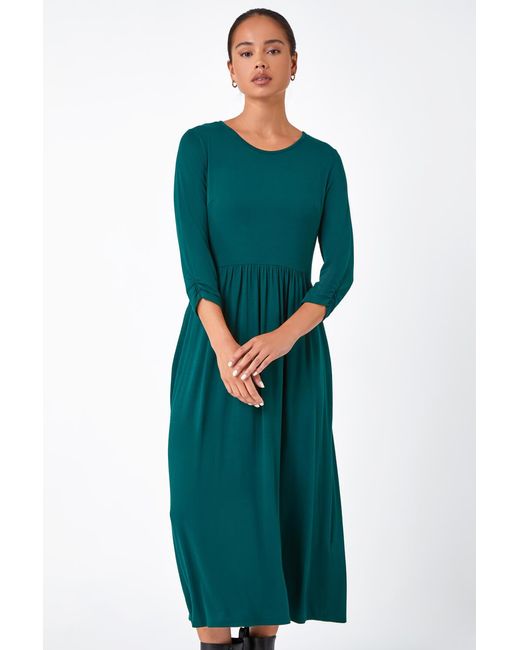 Roman Petite Green Stretch Jersey Midi Dress
