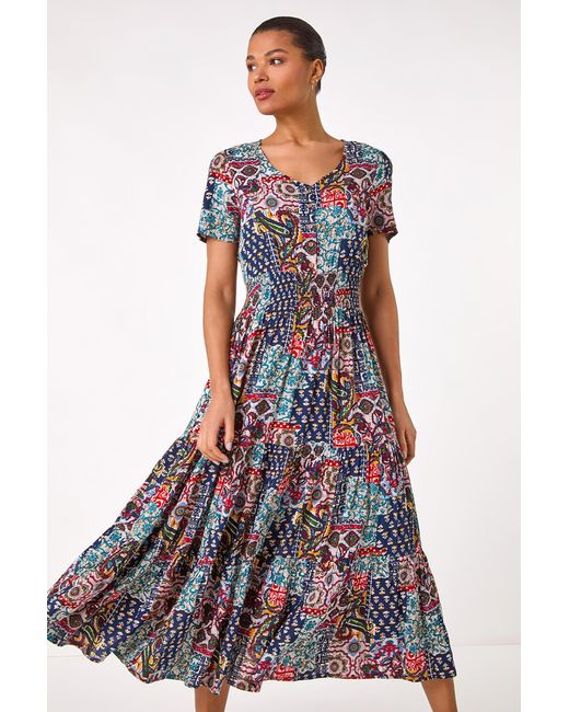 Roman White Multi Print Maxi Dress