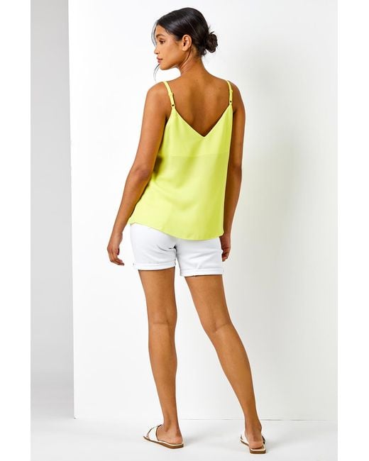 Roman Yellow Layered Chiffon Cami Vest Top