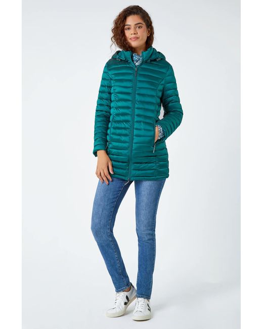 Roman Blue Longline Hooded Padded Coat