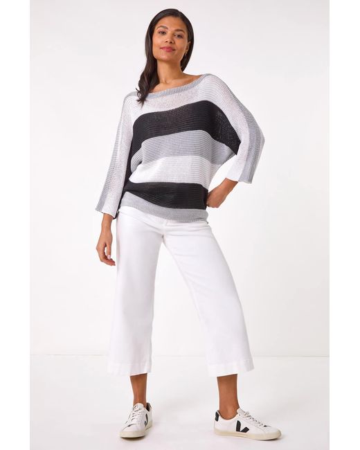 Roman Gray Colourblock Stripe Knit Jumper