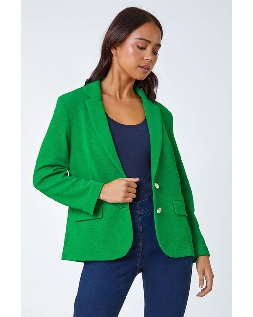 Roman Petite Green Textured Stretch Blazer
