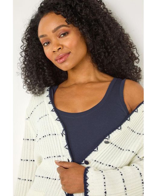 Roman Petite Blue Contrast Stitch Cardigan