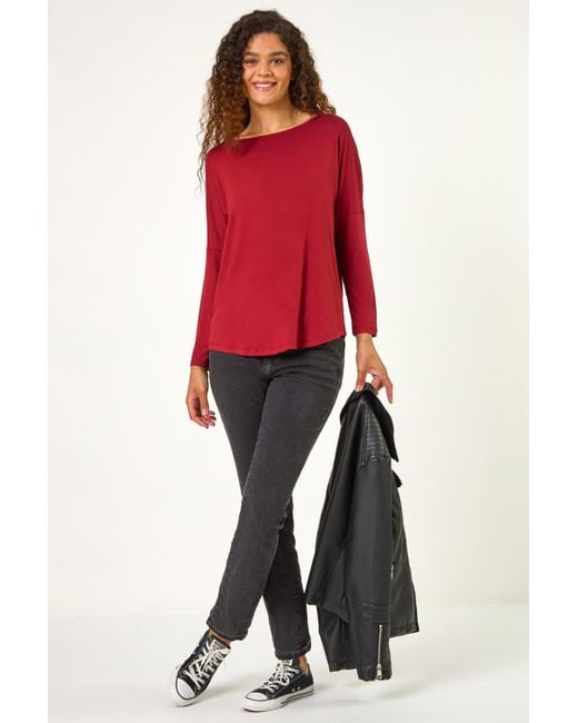 Roman Red Long Sleeve Stretch Top