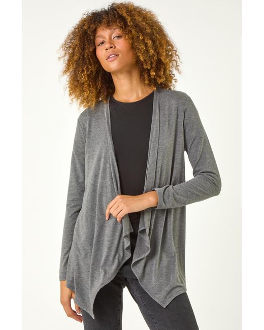 Roman Black Waterfall Front Jersey Knit Cardigan