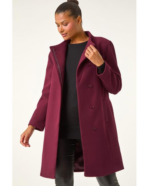 Roman Tailored Funnel Neck Pocket Detail Coat