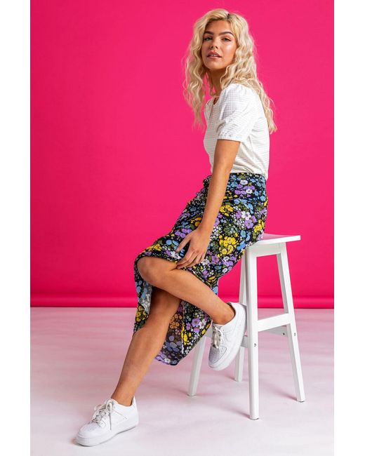 D.u.s.k Multicolor Floral Print Jersey Skirt