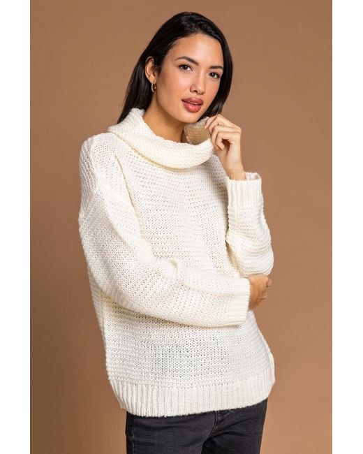Roman White Textured Roll Neck Jumper