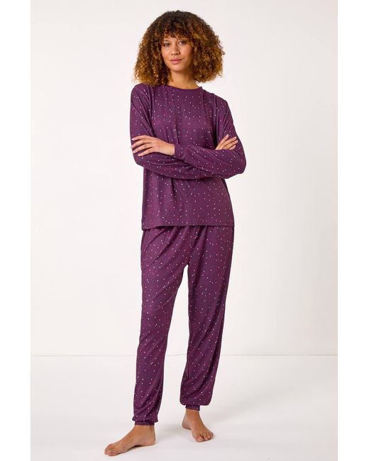 Roman Purple Spot Print Pyjama Set