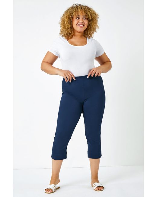 Roman Curve Blue Cropped Stretch Trouser