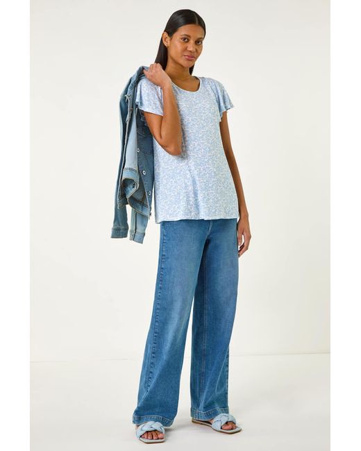 Roman Blue Angel Frill Sleeve T-Shirt