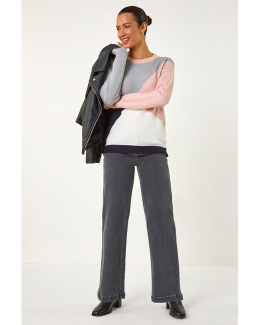 Roman Blue Colour Block Knitted Jumper