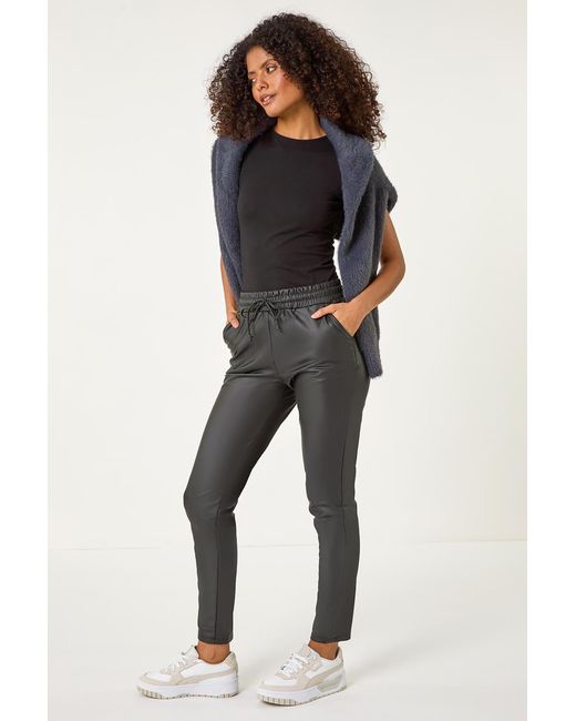 D.u.s.k Black Leather Look Stretch Trouser