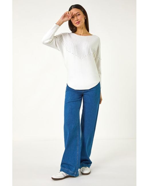 Roman White Sunray Shimmer Knit Jumper