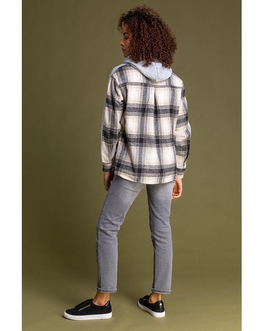 Roman Gray Contrast Check Print Hoodie