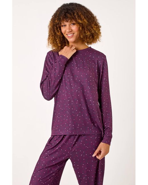 Roman Purple Spot Print Pyjama Set