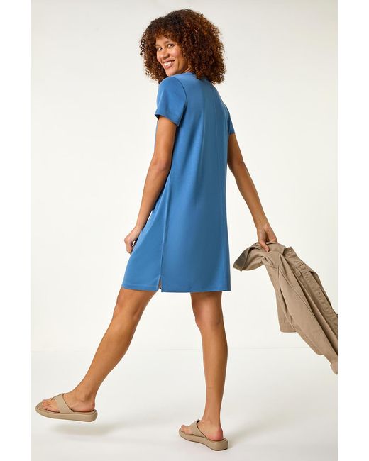 Roman Blue Stitch Detail T-Shirt Dress