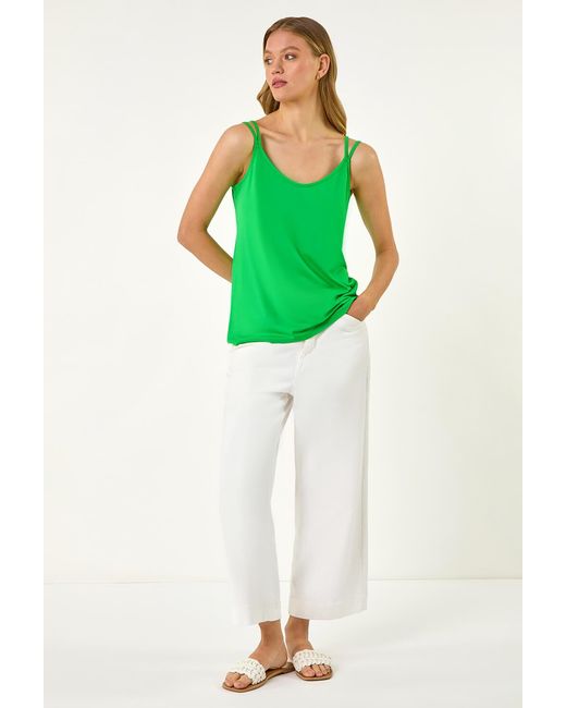 Roman Green Double Strap Stretch Vest Top