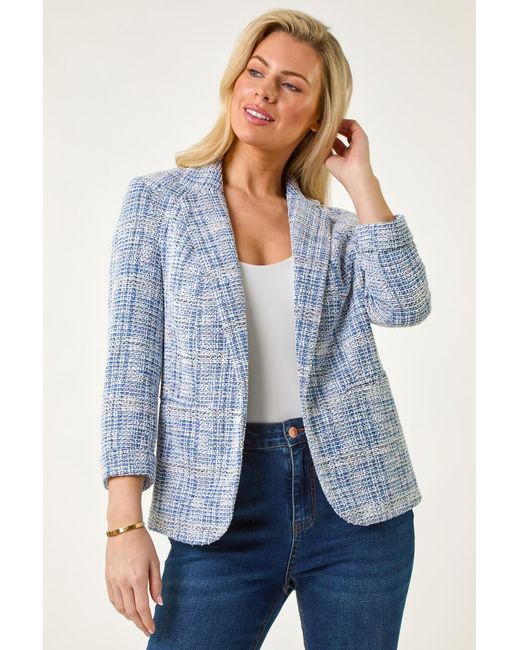 Roman Petite Blue Revere Collar Blazer