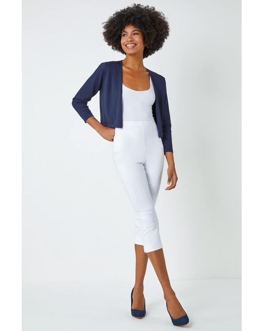 Roman Blue Cropped Knitted Shrug