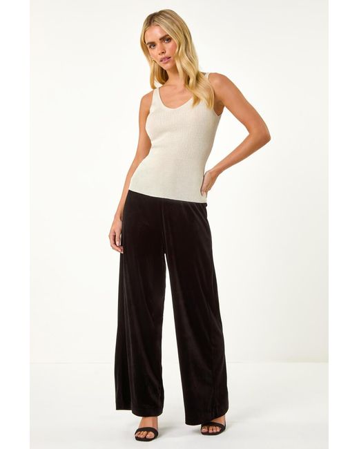 Roman Petite Black Ribbed Shimmer Knit Vest