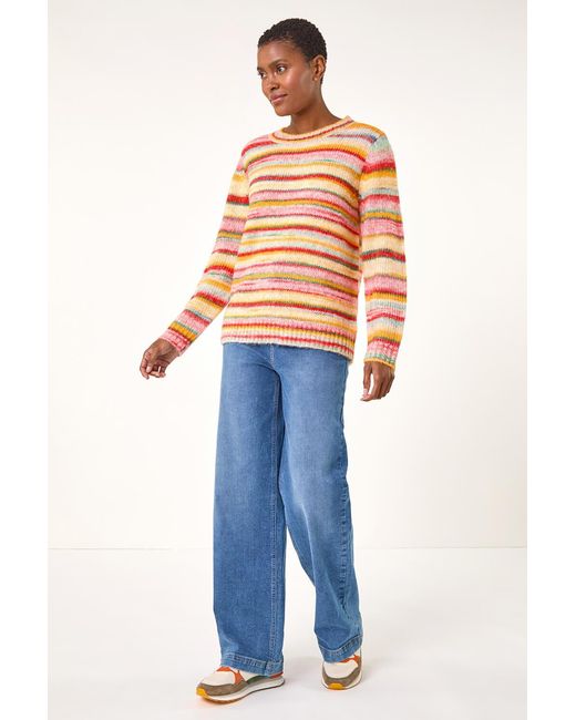 Roman Orange Wool Blend Striped Stretch Jumper