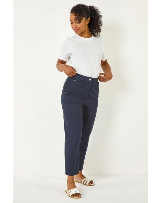 Roman Petite Blue Tapered Stretch Trouser