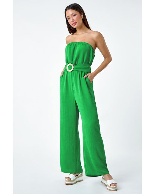 D.u.s.k Green Fashion Belted Bandeau Jumpsuit