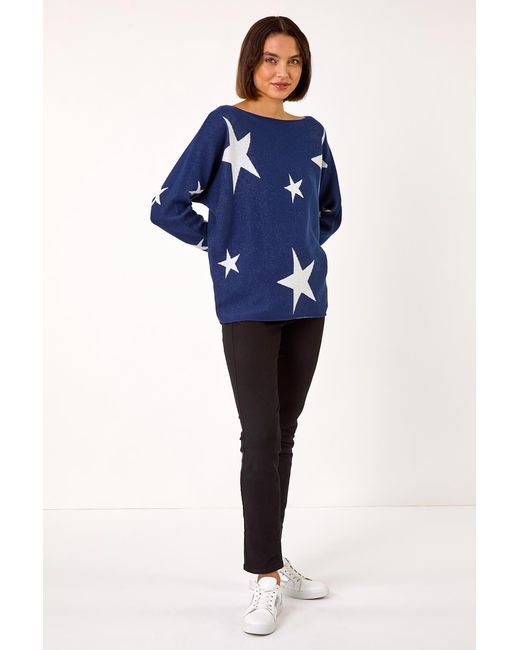 Roman Blue Star Jacquard Jumper