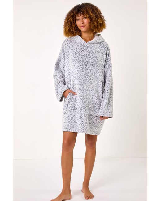 Roman Gray Animal Print Lounge Blanket Hoodie