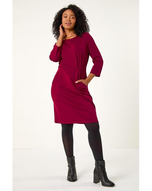 Roman Petite Red Pocket Stretch Dress