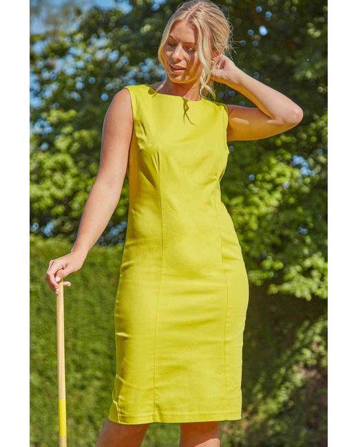 yellow plain dress