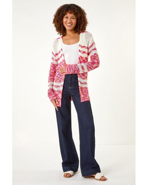 Roman Red Colour Block Spacedy Knit Cardigan
