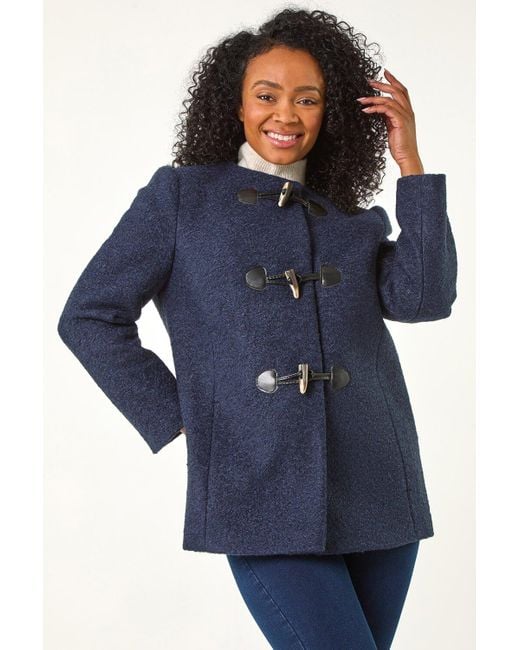 Roman Petite Textured Boucle Coat in Blue Lyst UK