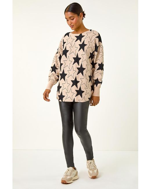 Roman Natural Star Print Long Sleeve Knit Jumper