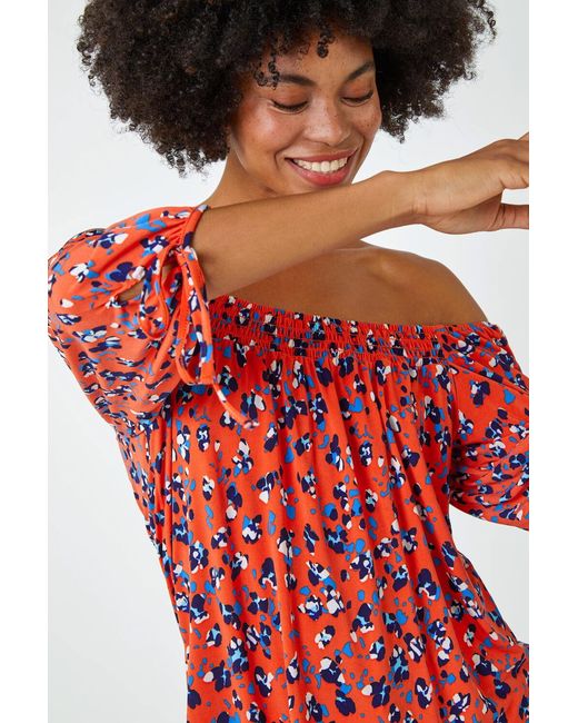 Roman Ditsy Floral Print Shirred Top