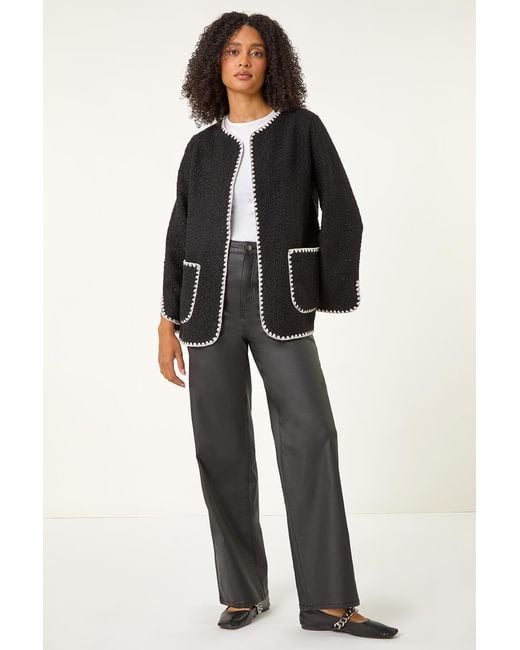 Roman Black Contrast Blanket Stitch Jacket