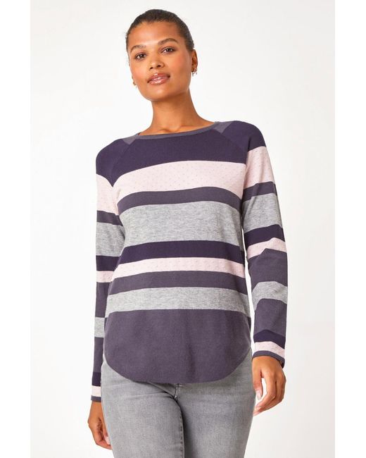 Roman Blue Colour Block Ribbed Jumper