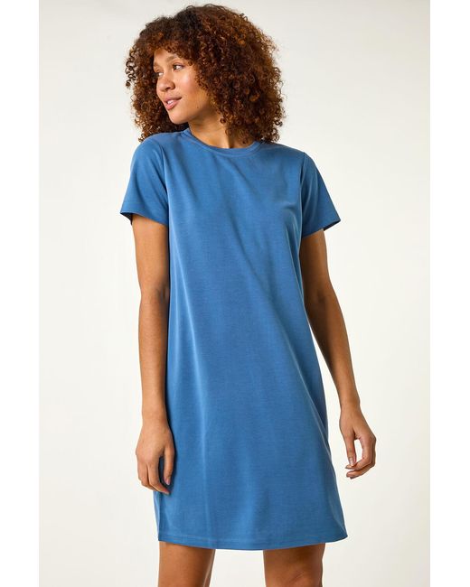 Roman Blue Stitch Detail T-Shirt Dress