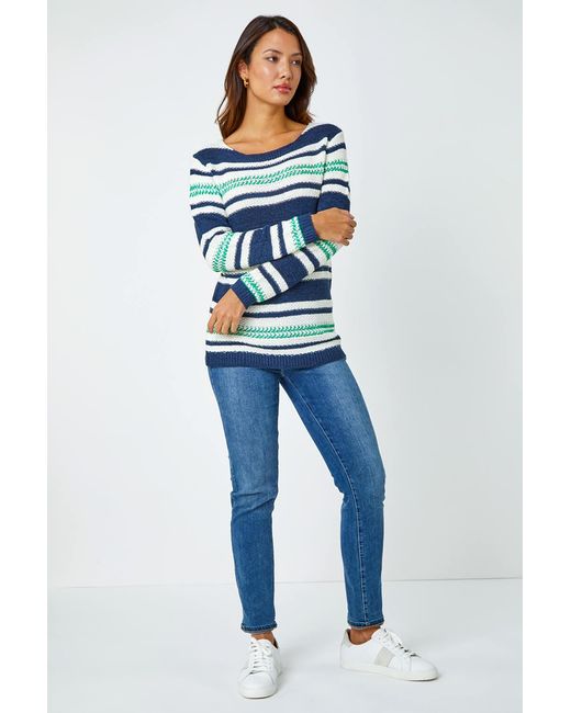 Roman White Textured Striped Jumper