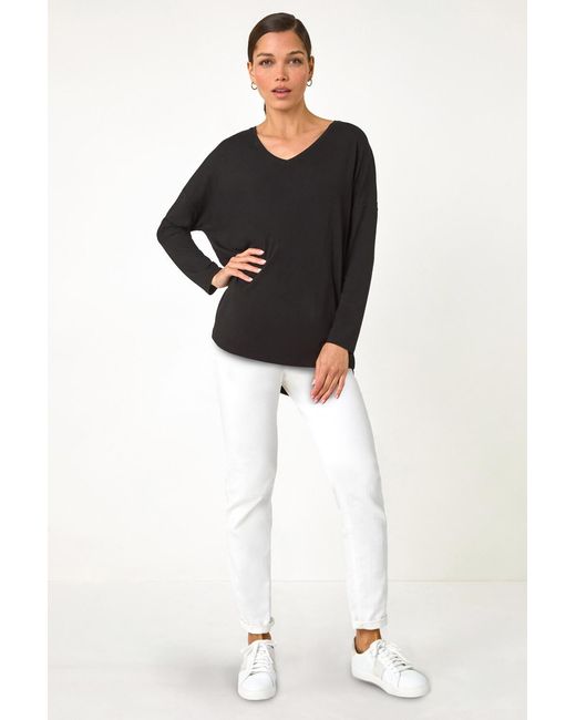 Roman Blue V-Neck Tunic Stretch Top
