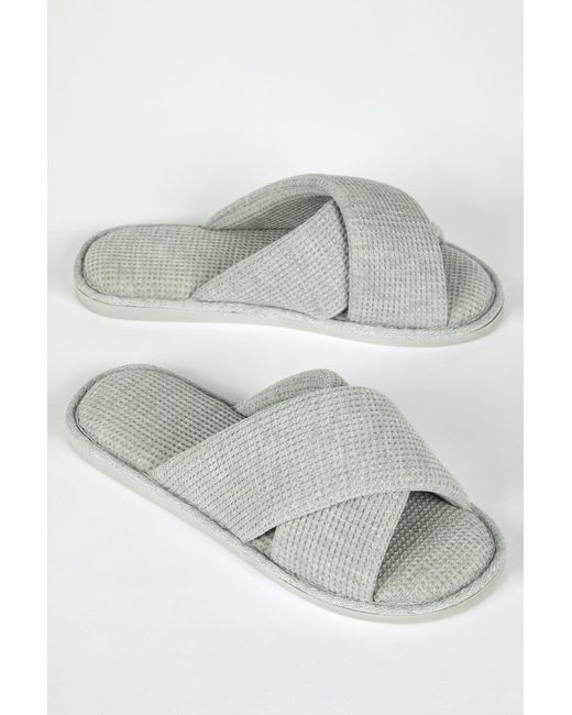 Roman Gray Waffle Crossover Slipper